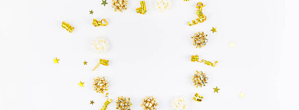 Christmas composition with golden frame