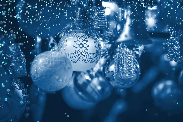 Christmas decoration blue toned — Stock Photo, Image