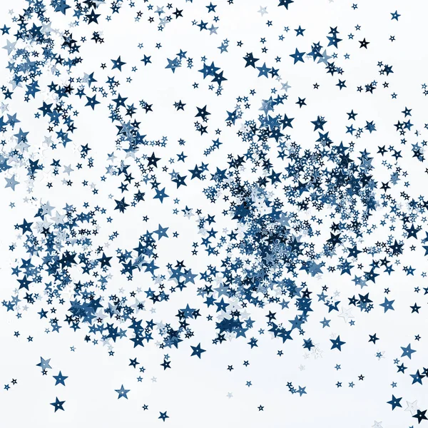 Sterne Konfetti Textur Hintergrund blau getönt — Stockfoto