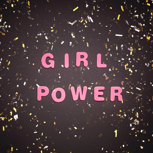 Girl Power psaní na černém pozadí — Stock fotografie