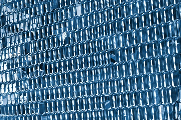 Glass facade texture blue toned background — Stock Photo, Image