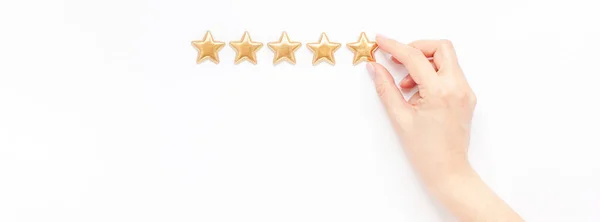 Conceito de feedback da experiência do cliente de cinco estrelas — Fotografia de Stock