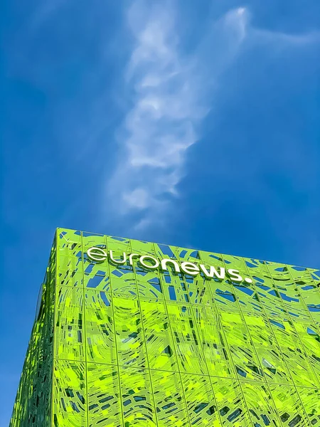 Euronews European Pay Television News Network Brand Logo Its Headquarter — Stock Photo, Image