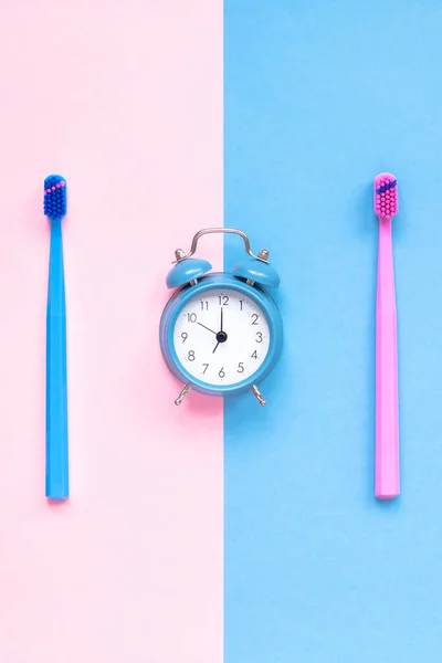 Teeth Hygiene Oral Dental Care Products Alarm Clock Color Pink — 스톡 사진