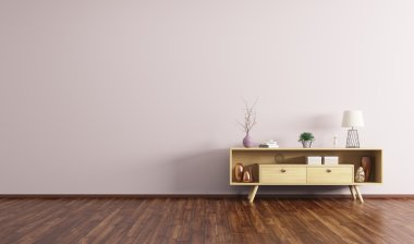İç ahşap büfe 3d render ile