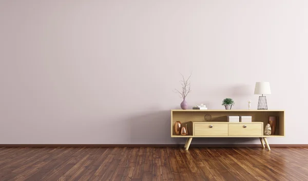 Interno con credenza in legno rendering 3d — Foto Stock