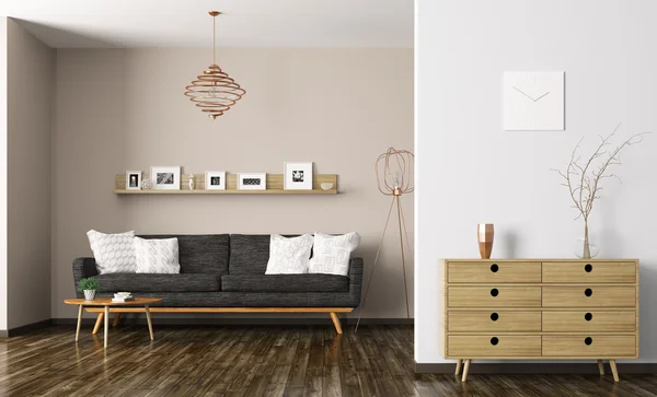 现代客厅室内 3d 渲染 — 图库照片
