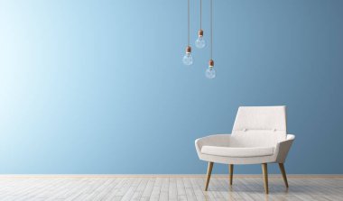 Beyaz koltuk ile oturma odası modern iç 3d render