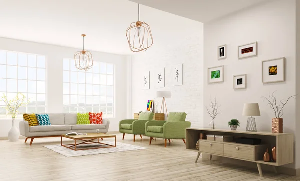 Modern interior of living room 3d rendering — Stock Photo, Image