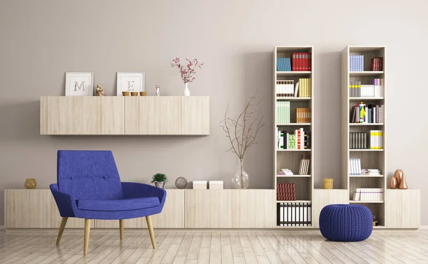 Moderno soggiorno interno rendering 3d — Foto Stock