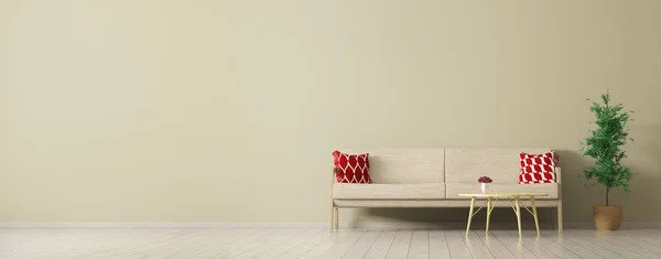 Интерьер гостиной с диваном-панорамой — стоковое фото