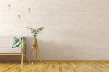 İç kanepe ve bitki üzerinde tablo 3B oluşturma