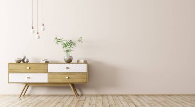 İç ahşap büfe 3d render ile