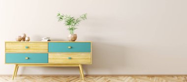 İç ahşap büfe 3d render ile