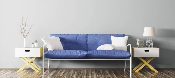 Интерьер гостиной с диваном 3d рендеринг — стоковое фото