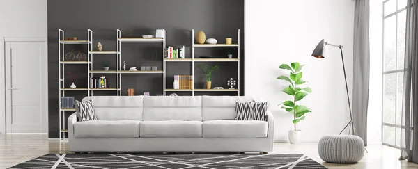 Interior de la sala de estar moderna 3D renderizado —  Fotos de Stock