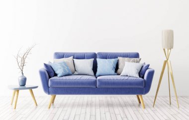 Oturma odası kanepe 3d render ile iç