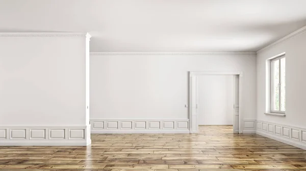 Empty classic apartment with two rooms, living room interior des — ストック写真