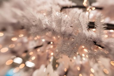 Beyaz Christmas dekorasyon kar tanesi köknar dallar ile 