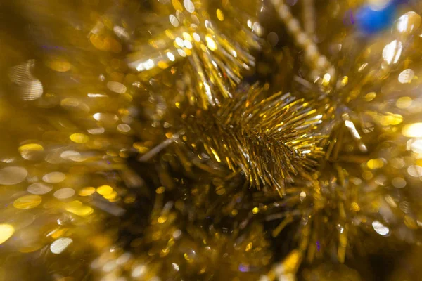 Golden Christmas tree branch background — Stock Photo, Image