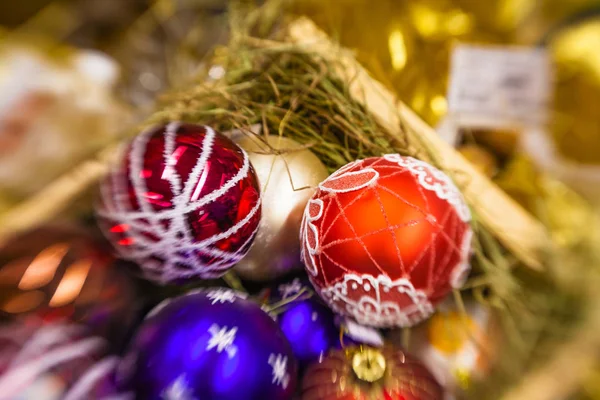 Full Basket the  Different Balls for the Christmas Tree Stock Image