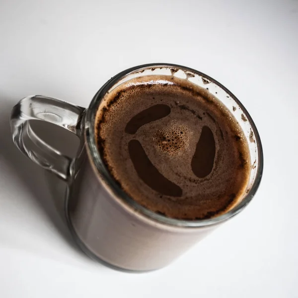 Morning home made coffe on white table near window — Stock Photo, Image