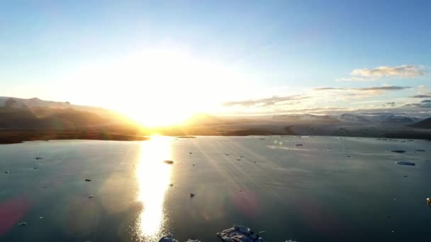 Ijsbergen Jokulsarlon Glacier Lagoon Opwarming Van Aarde Klimaat Verandering Totaalconcept — Stockvideo