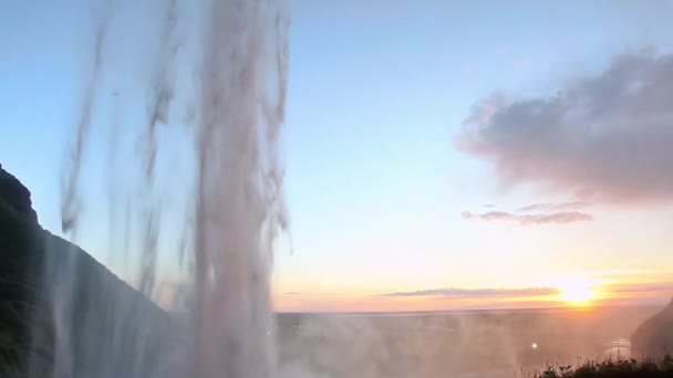 Seljalandfoss Waterfall Summer Sunset Iceland — Stock Video