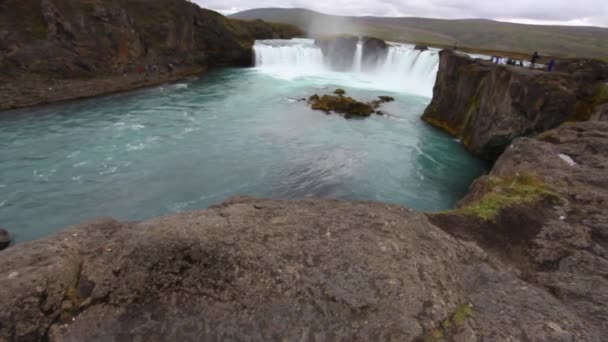 Úžasné Godafoss Vodopád Islandu — Stock video