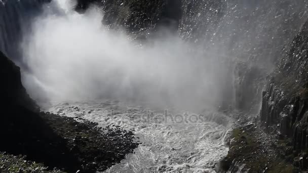 Gullfoss Słynny Wodospad Icelandyjski Część Złotego Kręgu Sezon Letni Słoneczny — Wideo stockowe