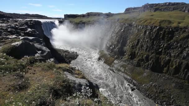 Gullfoss Słynny Wodospad Icelandyjski Część Złotego Kręgu Sezon Letni Słoneczny — Wideo stockowe