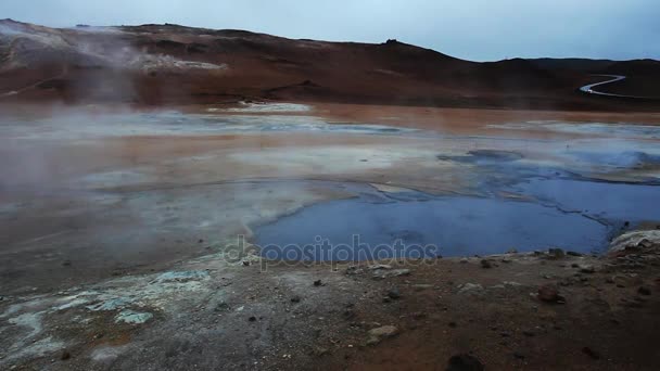 Obszar Geotermalny Jeziorze Myvatn Islandii — Wideo stockowe