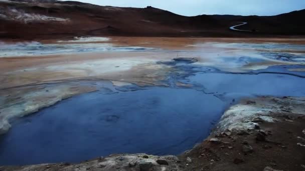 Geotermální Oblast Jezeře Myvatn Islandu — Stock video