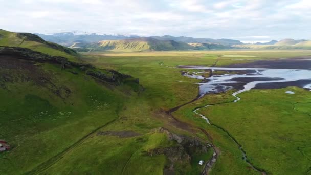 Lanskap Islandia Diambil Dari Langit Drone — Stok Video