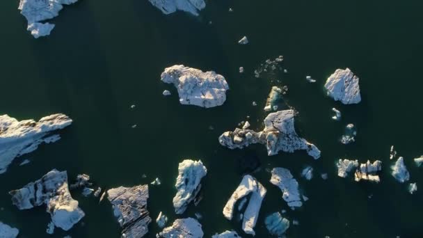 Global Warming Climate Change Concept Icebergs Jokulsarlon Glacier Lagoon — Stock Video