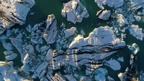 Global Réchaud Notion Changement Climatique Icebergs Dans Lagon Jokulsarlon Glacier — Video