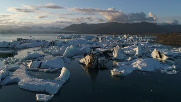 Globální Oteplování Klimatu Změna Koncepce Ledovce Jokulsarlon Lagoon Ledovec — Stock video
