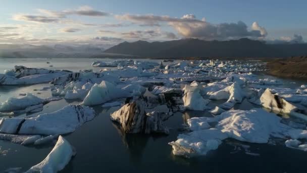 Klimaschutzkonzept Für Die Globale Erwärmung Eisberge Der Gletscherlagune Von Jokulsarlon — Stockvideo