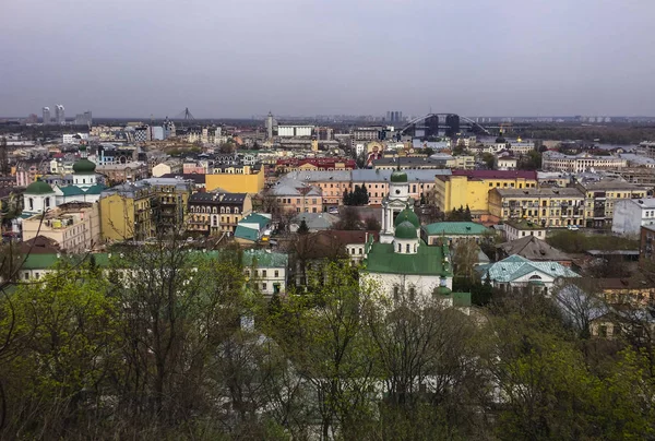 Kyiv, podil top view, buildings and monastery