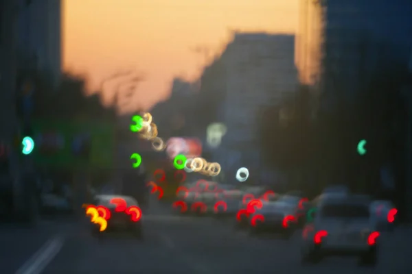 Vista da rua com o estilo borrão fazendo cena bokeh — Fotografia de Stock