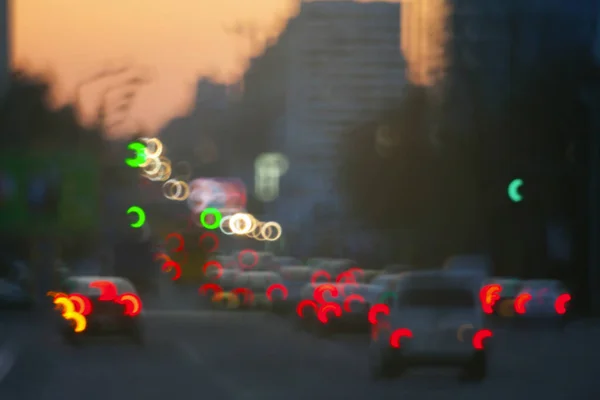 Kilátás nyílik az utcára, hogy bokeh jelenet blur stílussal — Stock Fotó