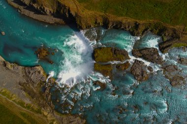 Godafoss, İzlanda şelale. Isla kuzeyinde yer alan