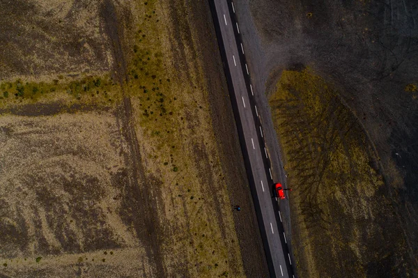 Пейзажи и автомагистрали Исландии, снятые с беспилотника — стоковое фото
