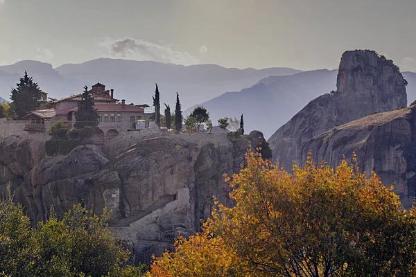 Incroyables Monastères Sur Les Rochers Meteora Grèce Sainte Trinité Vue — Photo