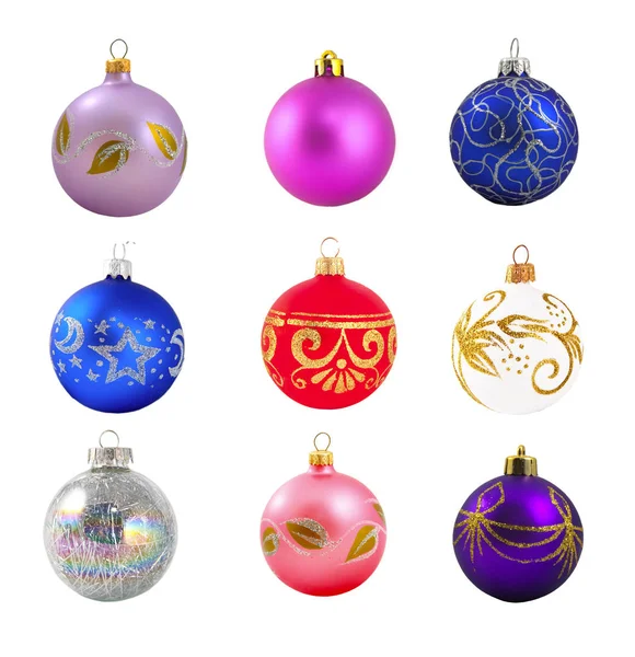 Bolas de Navidad de diferentes colores, conjunto — Foto de Stock