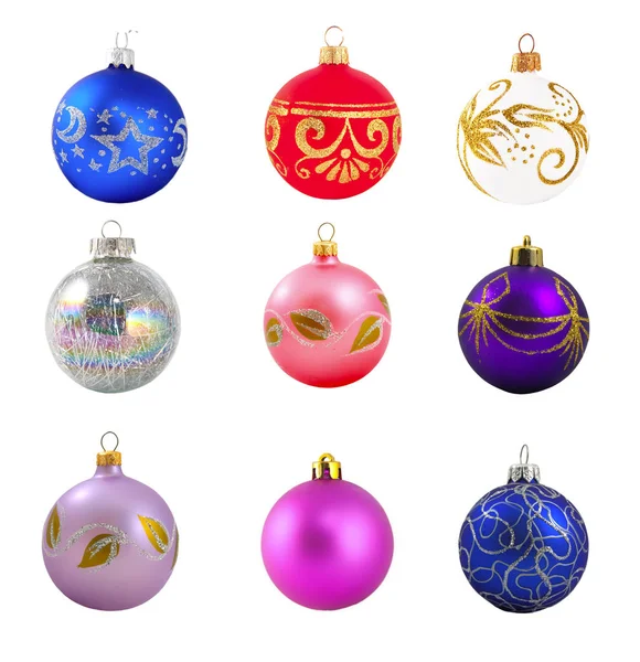 Bolas de Natal de cores diferentes, conjunto — Fotografia de Stock