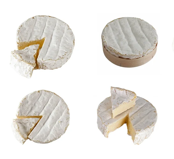 Brie queijo definido no fundo branco — Fotografia de Stock