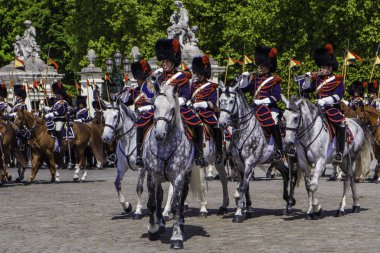Brüksel, Belçika - 20 Mayıs 2018: Belçika Süvarileri kirletmeye başladı 