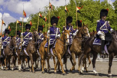 Brüksel, Belçika - 20 Mayıs 2018: Belçika Süvarileri kirletmeye başladı 
