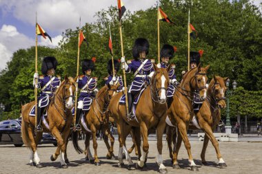 Brüksel, Belçika - 20 Mayıs 2018: Belçika Süvarileri kirletmeye başladı 